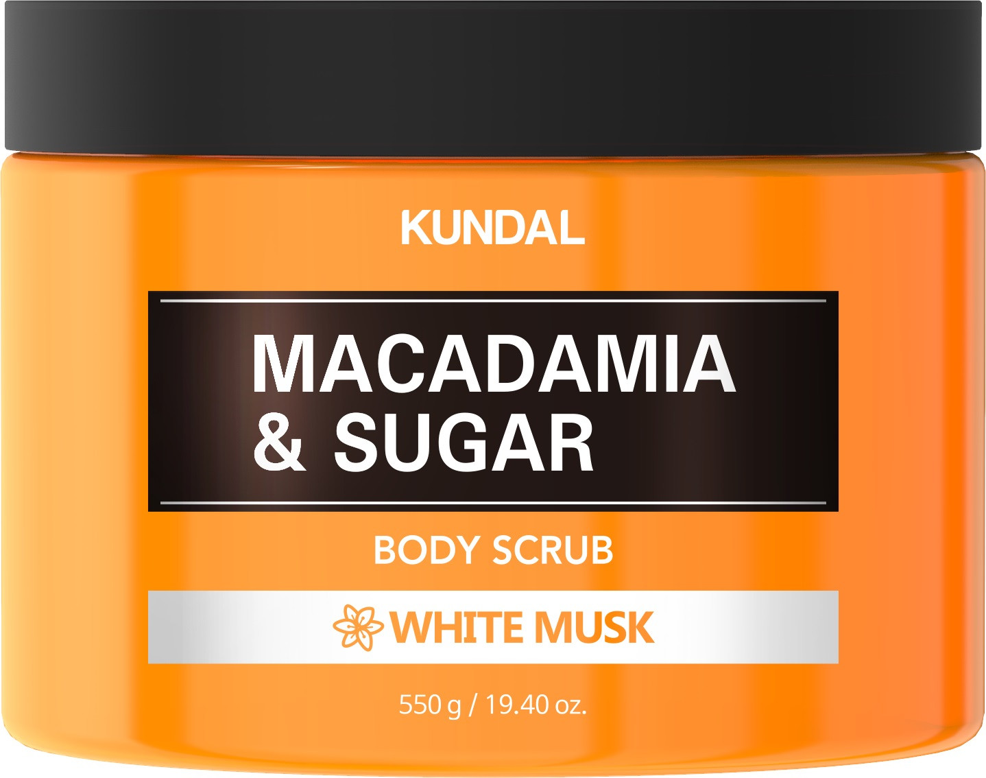 Kundal Macadamia & Sugar Body Scrub White Musk 550g exfoliating body polish